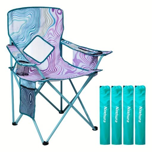 2 Pack Folding Outdoor Camping Chairs with Cooler Pouch - Image 9