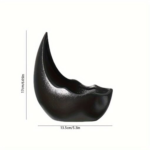 1Pc Modern Vintage Ceramic Crescent Moon Succulent Planter - Image 4