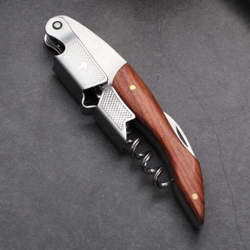 Premium Stainless Steel Corkscrew with Wooden Handle - Image 2