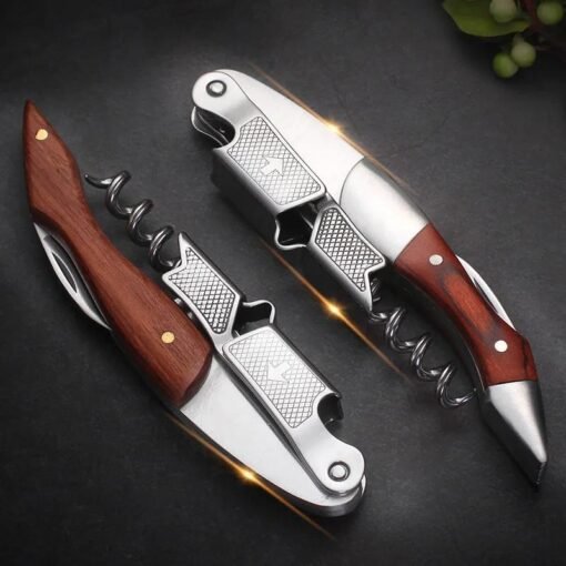 Premium Stainless Steel Corkscrew with Wooden Handle