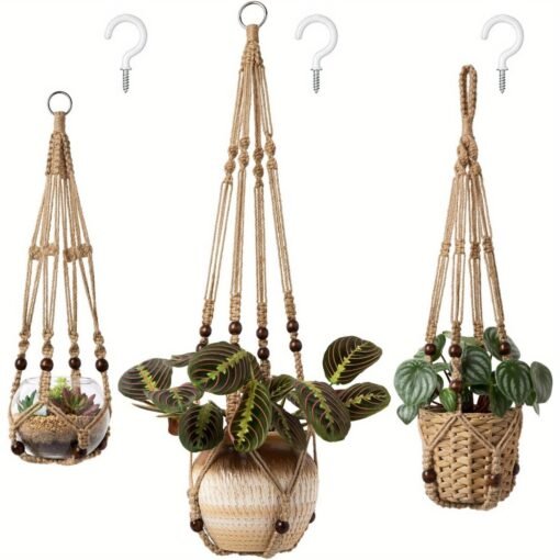 3 Packs, Macrame Plant Hangers - Image 5