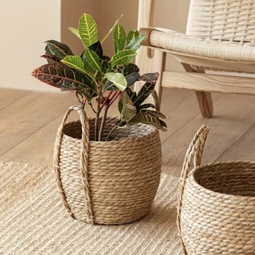 Nordic style seaweed handmade woven flower pot - Image 2