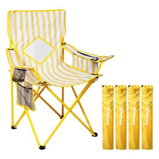 2 Pack Folding Outdoor Camping Chairs with Cooler Pouch - Image 6