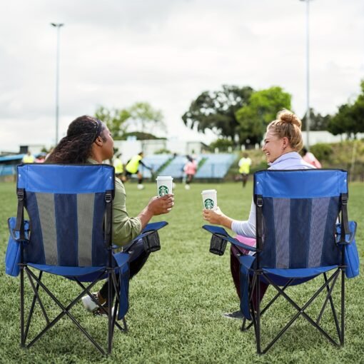 2 Pack Folding Outdoor Camping Chairs with Cooler Pouch