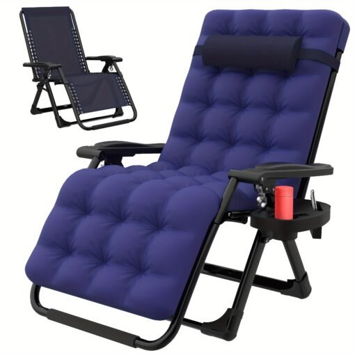 440lbs Ergonomic Outdoor Zero Gravity Lounge Chair with Cup Holder - Image 4