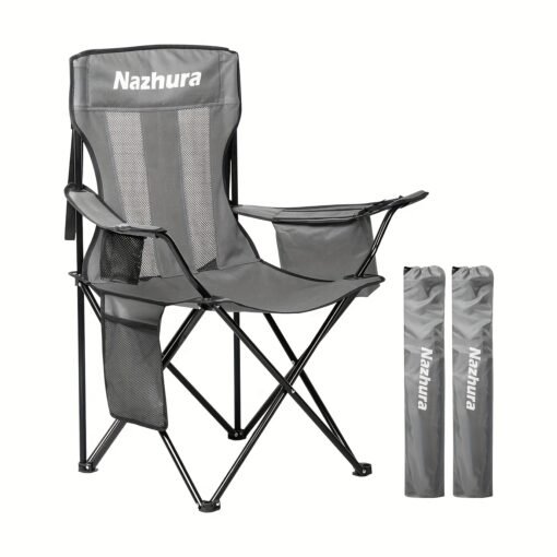 2 Pack Folding Outdoor Camping Chairs with Cooler Pouch - Image 15