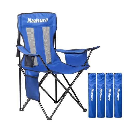 2 Pack Folding Outdoor Camping Chairs with Cooler Pouch - Image 19