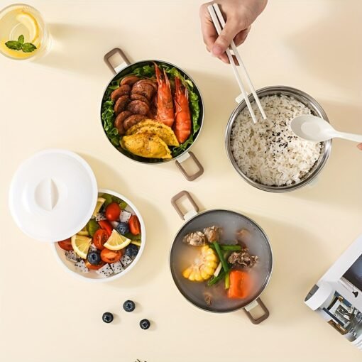 1 Set of Spacious Insulated Stainless Steel Lunch Box - Image 7