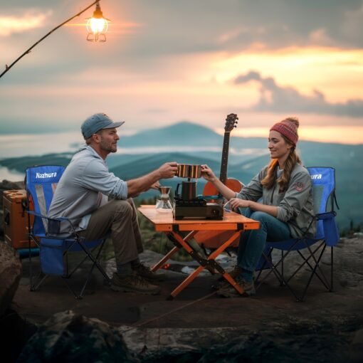 2 Pack Folding Outdoor Camping Chairs with Cooler Pouch - Image 12