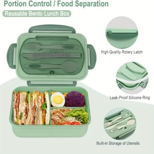 1pc 33.81 Oz Lunch Box With Tableware - Image 6