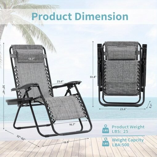 Zero Gravity Chair Set of 2, Folding Reclining zero gravity - Image 11