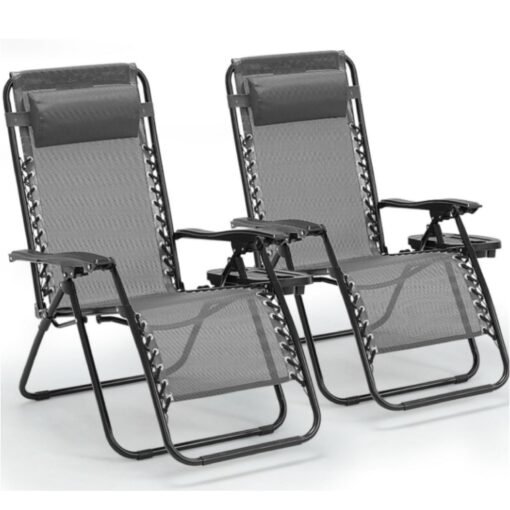 Zero Gravity Chair Set of 2, Folding Reclining zero gravity