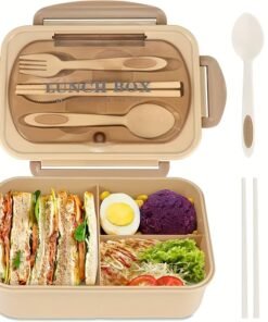 1pc 33.81 Oz Lunch Box With Tableware