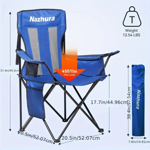 2 Pack Folding Outdoor Camping Chairs with Cooler Pouch - Image 5