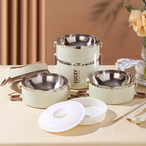 1 Set of Spacious Insulated Stainless Steel Lunch Box - Image 12