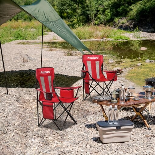 2 Pack Folding Outdoor Camping Chairs with Cooler Pouch - Image 14