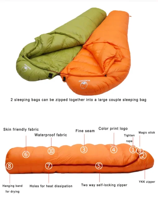 Very Warm White Goose Down Filled Adult Mummy Style Sleeping Bag - Image 26