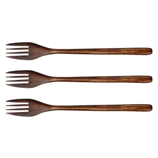 5 Pieces Wooden Spoon Soup Spoon and Fork Tableware - Image 15