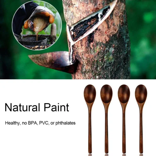 5 Pieces Wooden Spoon Soup Spoon and Fork Tableware - Image 13
