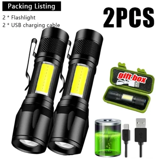 Mini LED Flashlight COB+XPE Portable Torch