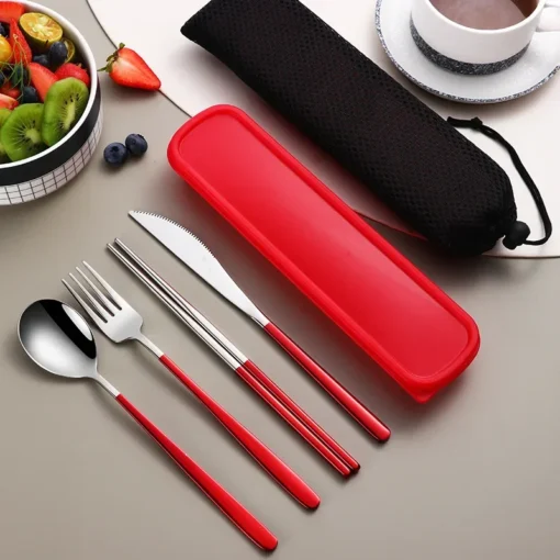 Stainless Steel Tableware Set Portable Cutlery Dinner Knife Fork Spoon Chopsticks Four-piece Suit with Box - Image 7