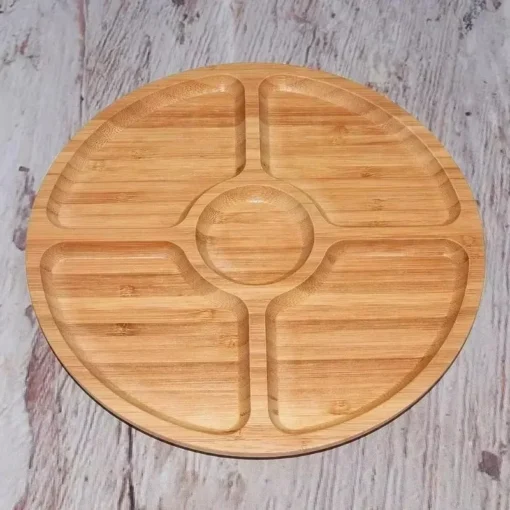 Bamboo Fruit Tray Round Five Compartment - Image 3