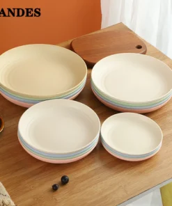 Wheat Straw Solid Color Round Plates