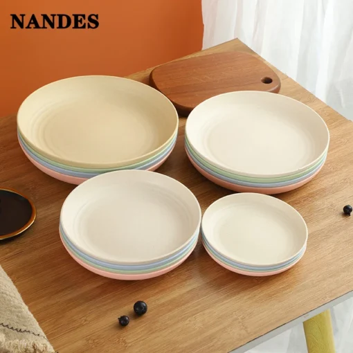 Wheat Straw Solid Color Round Plates