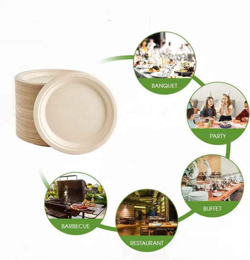 25-50Pack 9&7inch Heavy-Duty Disposable Paper Plates - Image 3