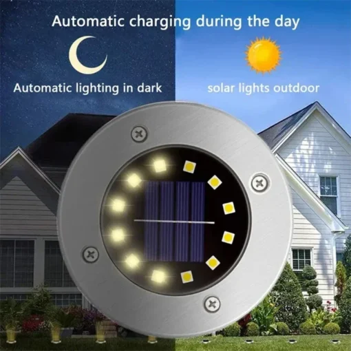 1/4/8Pack Solar Lights Outdoor 8/20LEDs Disk Underground Lamp Spotlight - Image 2