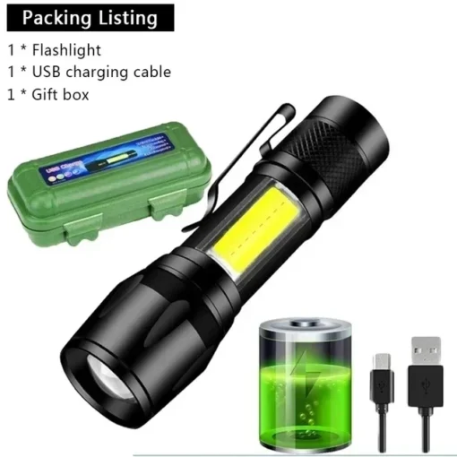 Mini LED Flashlight COB+XPE Portable Torch - Image 7