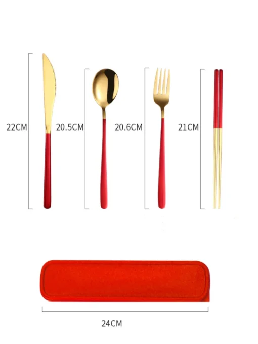 Stainless Steel Tableware Set Portable Cutlery Dinner Knife Fork Spoon Chopsticks Four-piece Suit with Box - Image 24