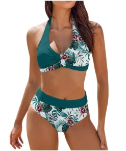 bikini Beach Colour Block Floral Printed Women's Swimsuit