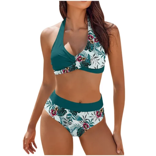 bikini Beach Colour Block Floral Printed Women's Swimsuit
