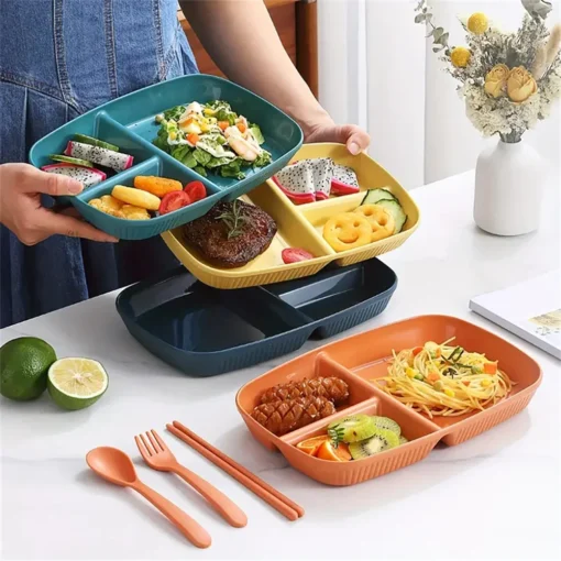Unbreakable Rectangular 3-Grid Meal Plate - Image 2