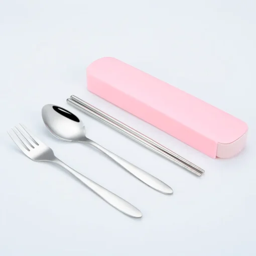 4Pcs/Set Stainless Steel Chopsticks  Spoon Fork Steak Knife with Storage Case - Image 8
