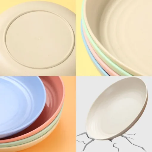 Wheat Straw Solid Color Round Plates - Image 6