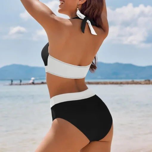 bikini Beach Colour Block Floral Printed Women's Swimsuit - Image 12
