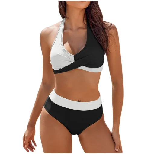 bikini Beach Colour Block Floral Printed Women's Swimsuit - Image 3