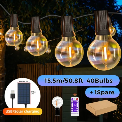 Solar String Lights Outdoor G40 - Image 8
