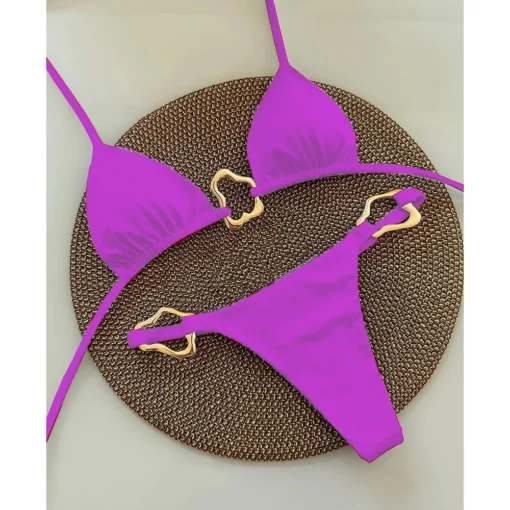 Sexy Bikini Solid Color Lace-up - Image 4