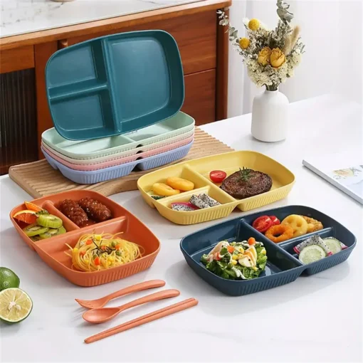 Unbreakable Rectangular 3-Grid Meal Plate - Image 5