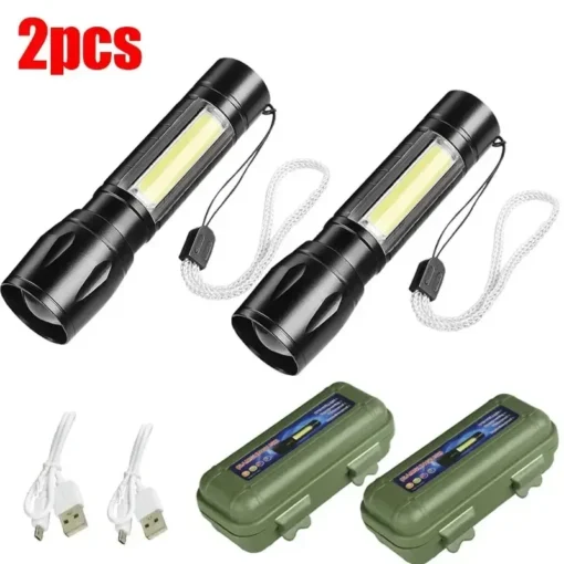 Mini LED Flashlight COB+XPE Portable Torch - Image 14
