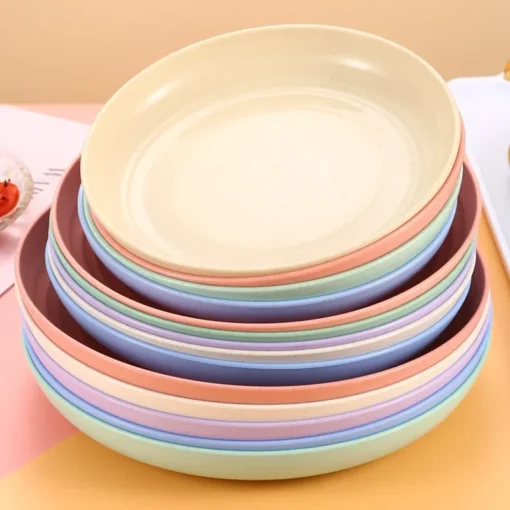Wheat Straw Solid Color Round Plates - Image 5