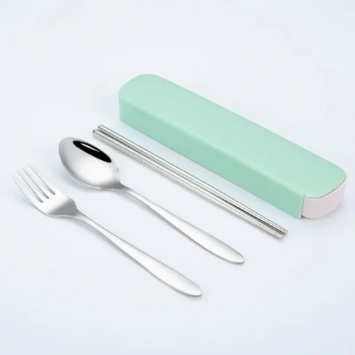 4Pcs/Set Stainless Steel Chopsticks  Spoon Fork Steak Knife with Storage Case - Image 10