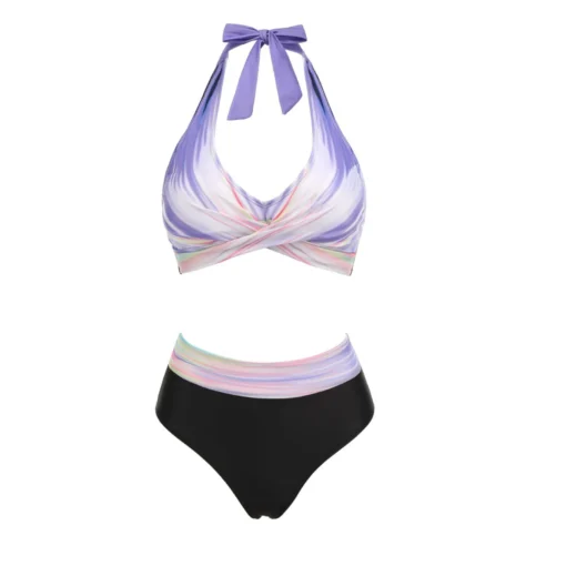 bikini Beach Colour Block Floral Printed Women's Swimsuit - Image 19