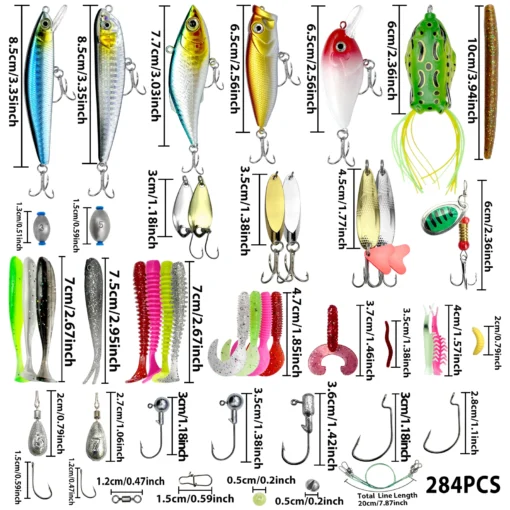 78/122/284pcs Fishing Lures Kit for Topwater - Image 2