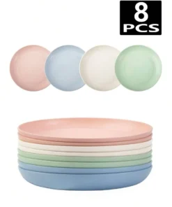 4/8pcs Plastic original plate, reusable, camping picnic dessert plate
