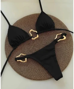 Sexy Bikini Solid Color Lace-up