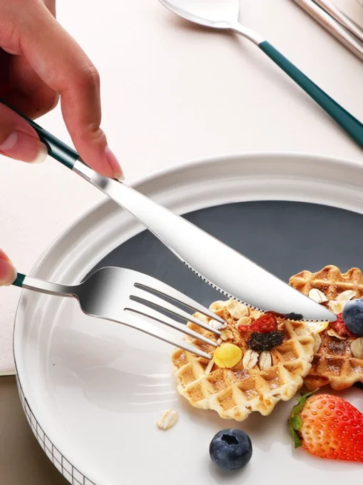 Stainless Steel Tableware Set Portable Cutlery Dinner Knife Fork Spoon Chopsticks Four-piece Suit with Box - Image 23